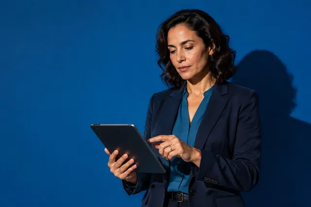 Profissional da qualidade verificando evidências objetivas em um tablet durante uma análise do SGQ.